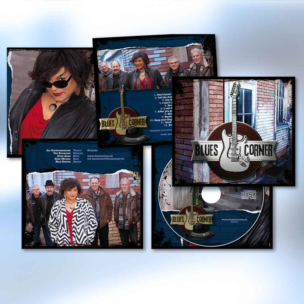 CD-Covergestaltung für die Band Bluescorner
